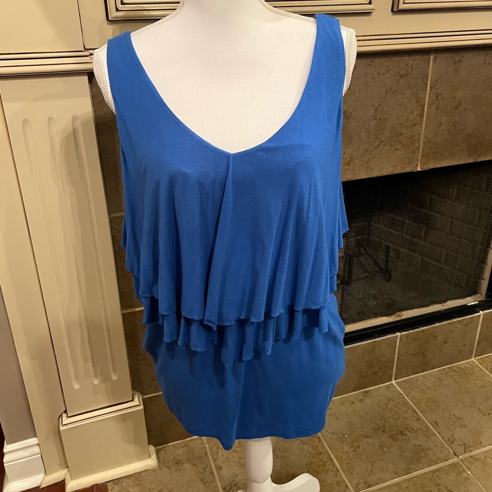Boston Proper Blue Layered Tank Top